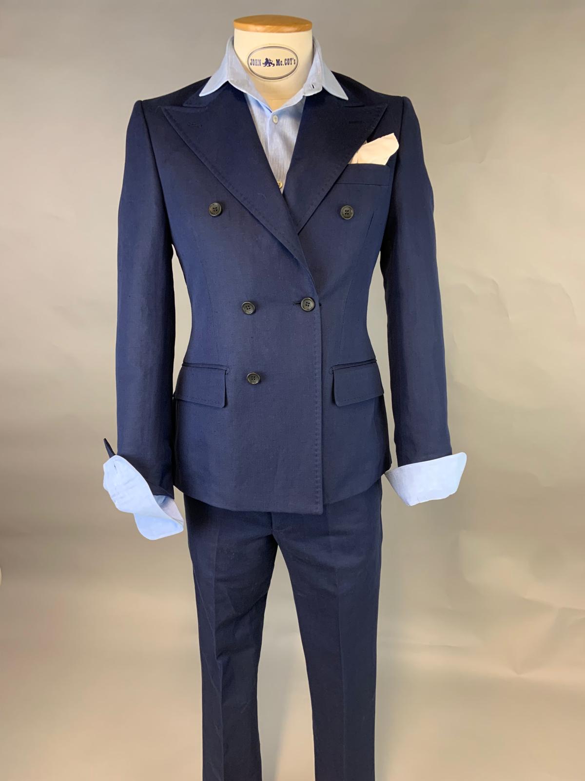 Men's Double -Breasted Linen Suit