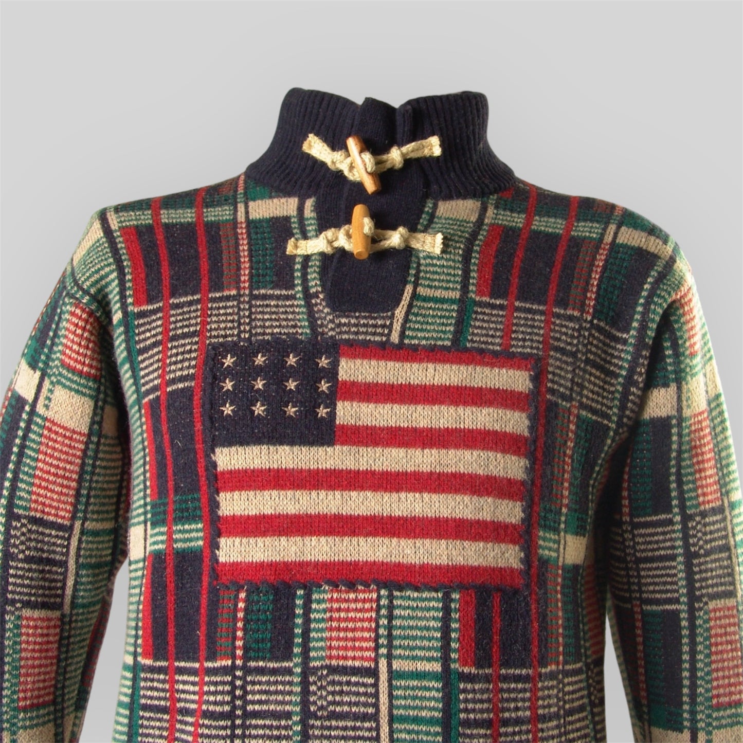 Men's USA Flag Jacquard Sweater in Pure Wool