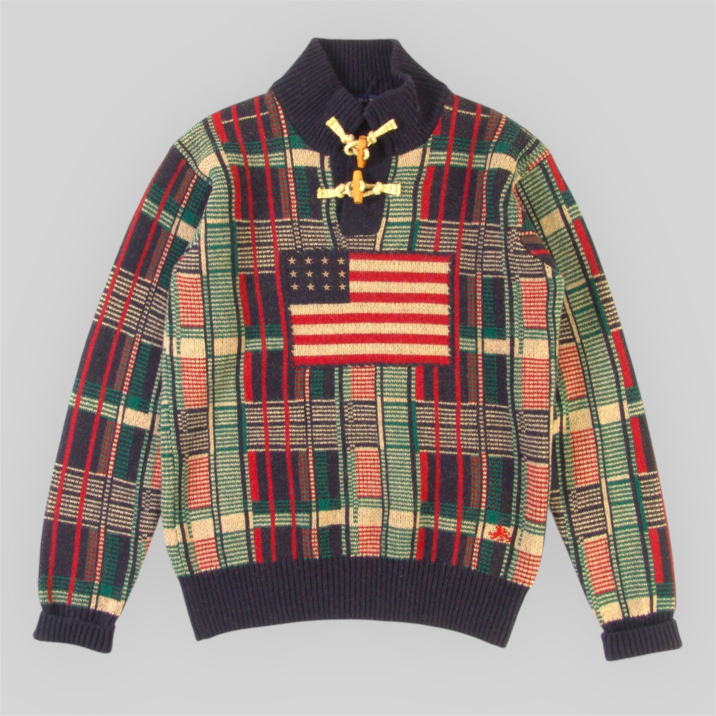 Men's USA Flag Jacquard Sweater in Pure Wool