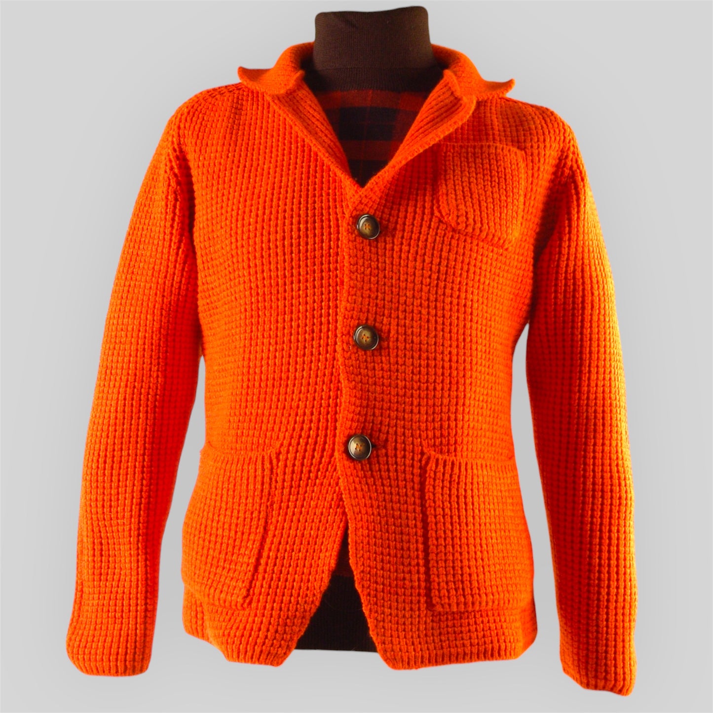 Men's Knitted Comb-Knitted Cardigan in pure wool