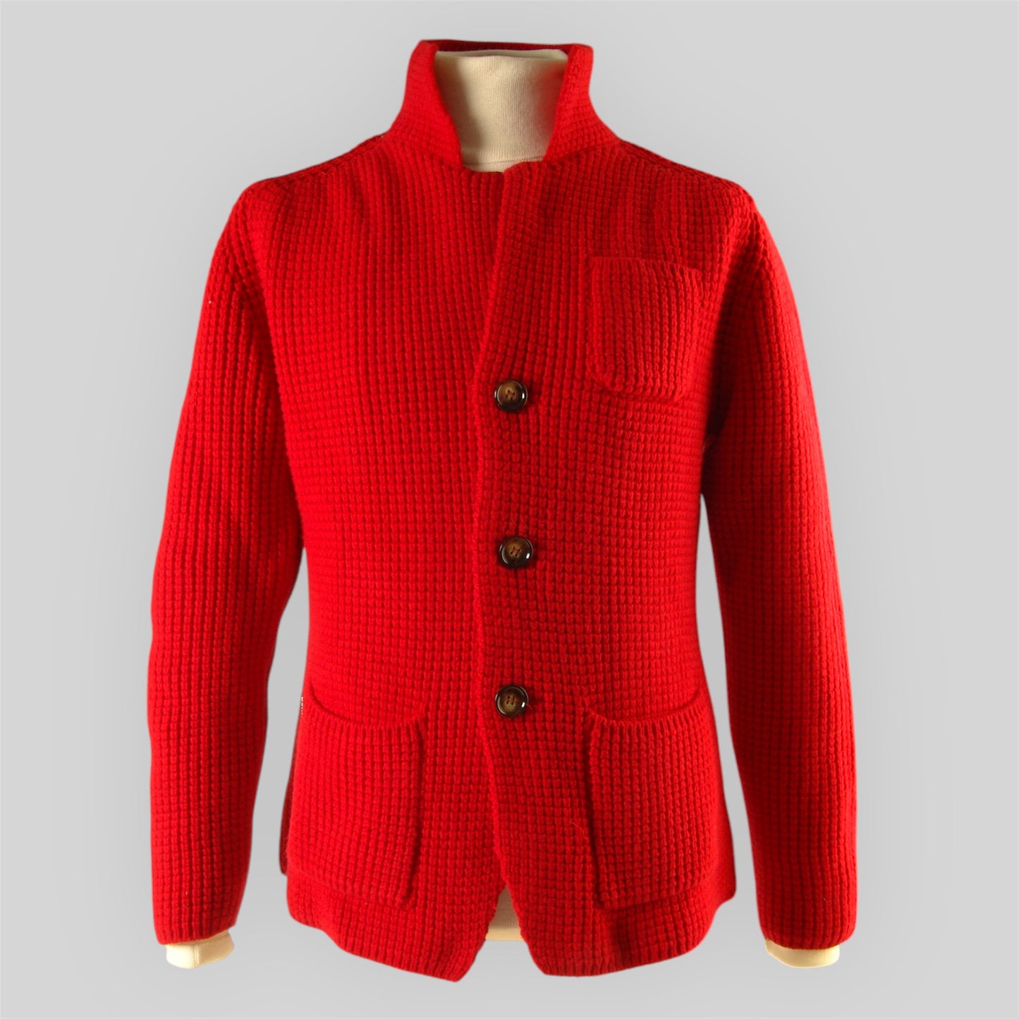 Men's Knitted Comb-Knitted Cardigan in pure wool