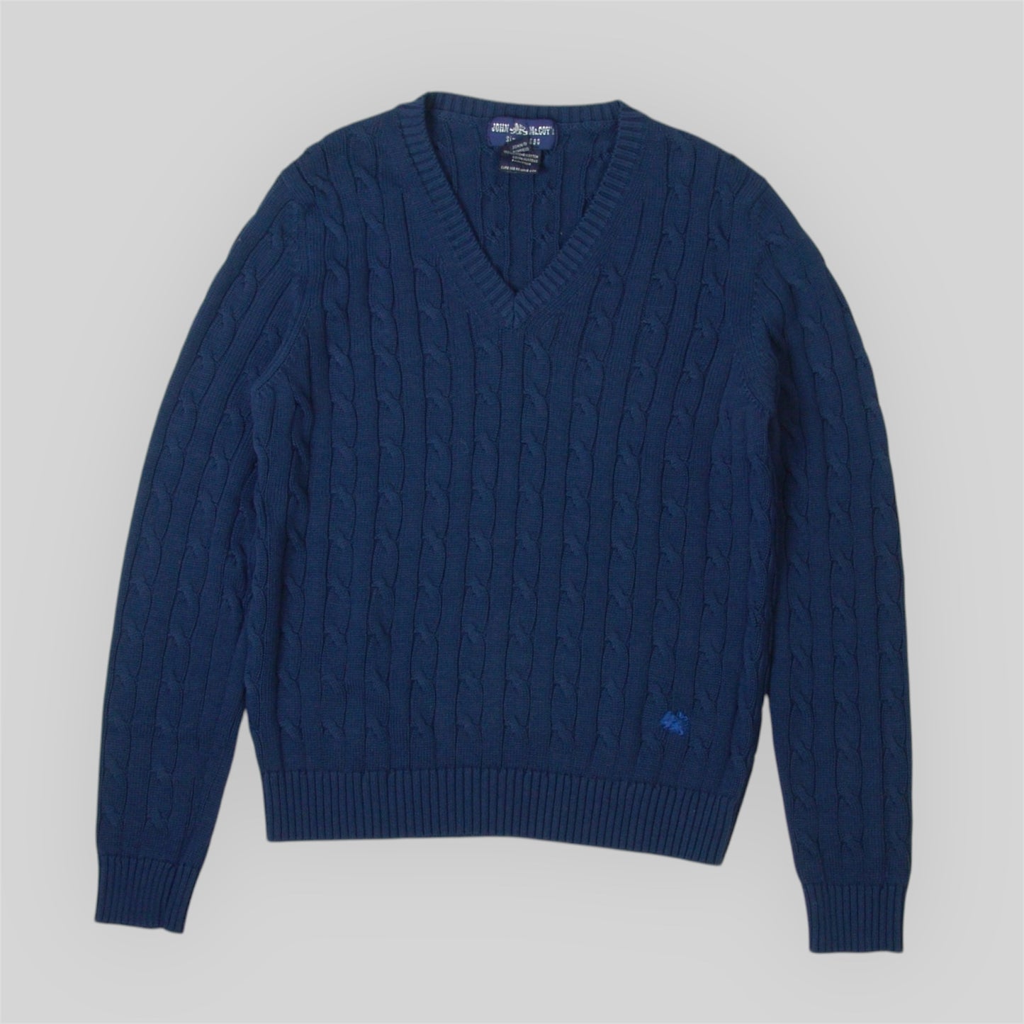 Women's V-neck Cable Sweater in cotton