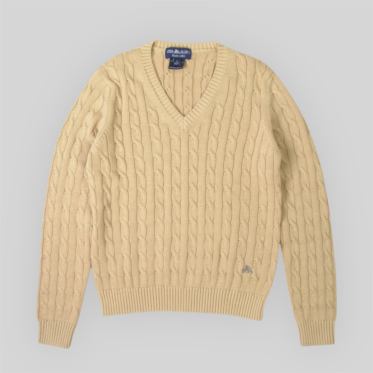Women's V-neck Cable Sweater in cotton