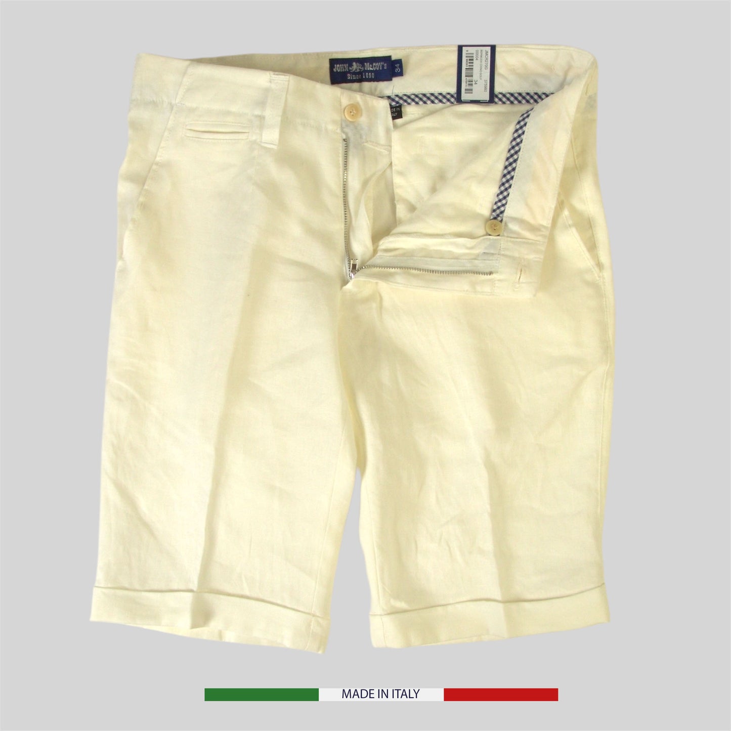 Men's Pure Linen White Bermuda