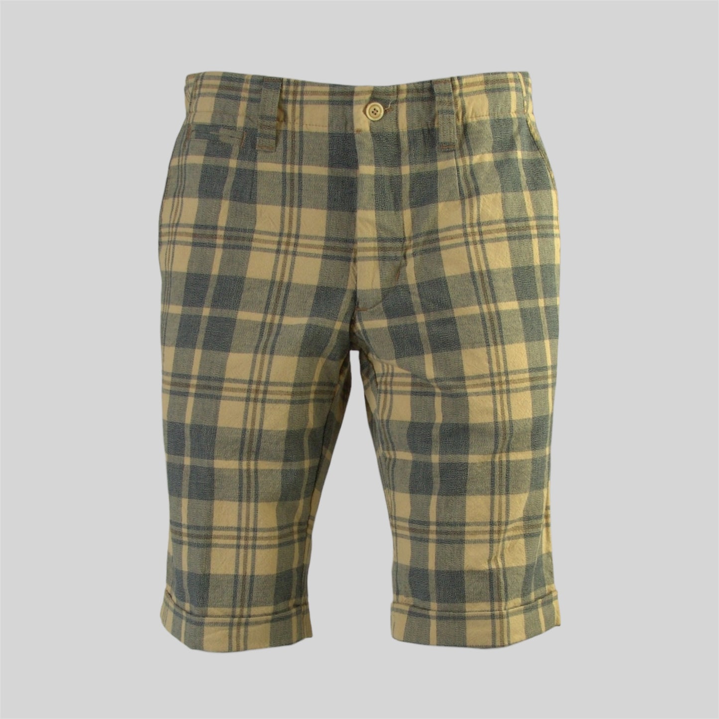 Men's Linen Cotton Check pattern Bermuda