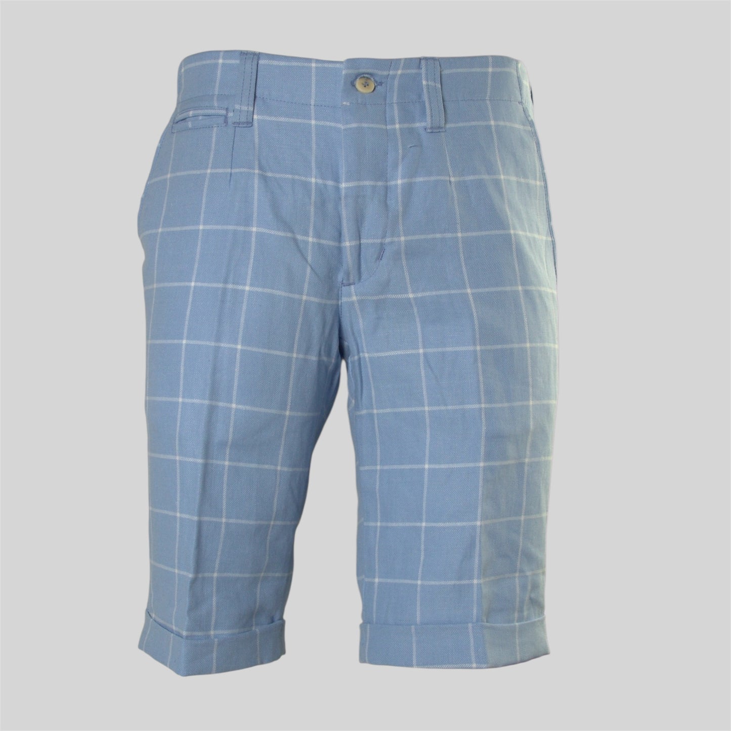 Men's Linen Cotton Check pattern Bermuda