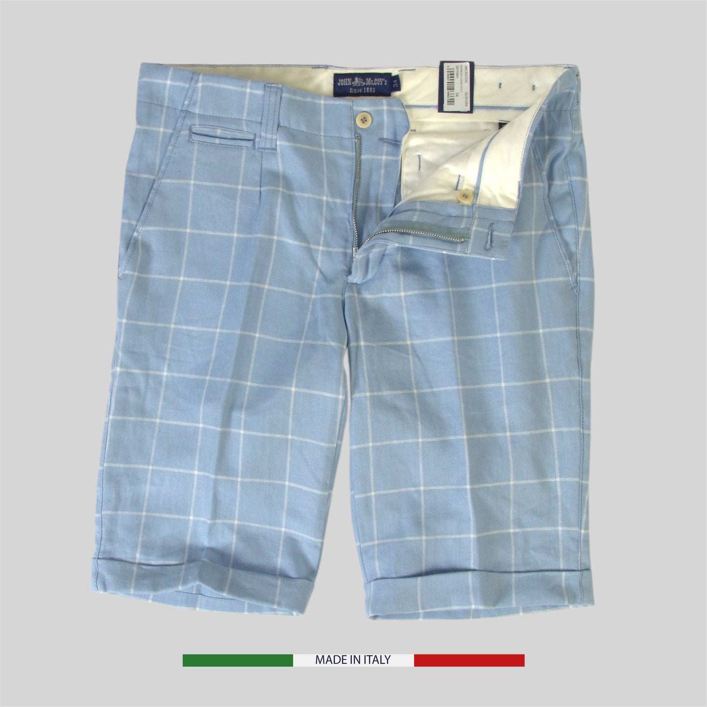 Men's Linen Cotton Check pattern Bermuda
