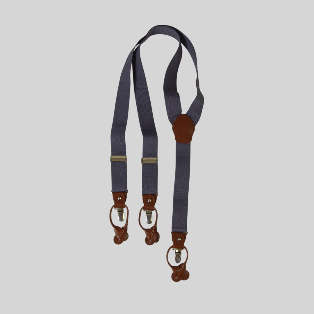 English-Style Suspenders with Clips and Button Tabs – Leather Finishes