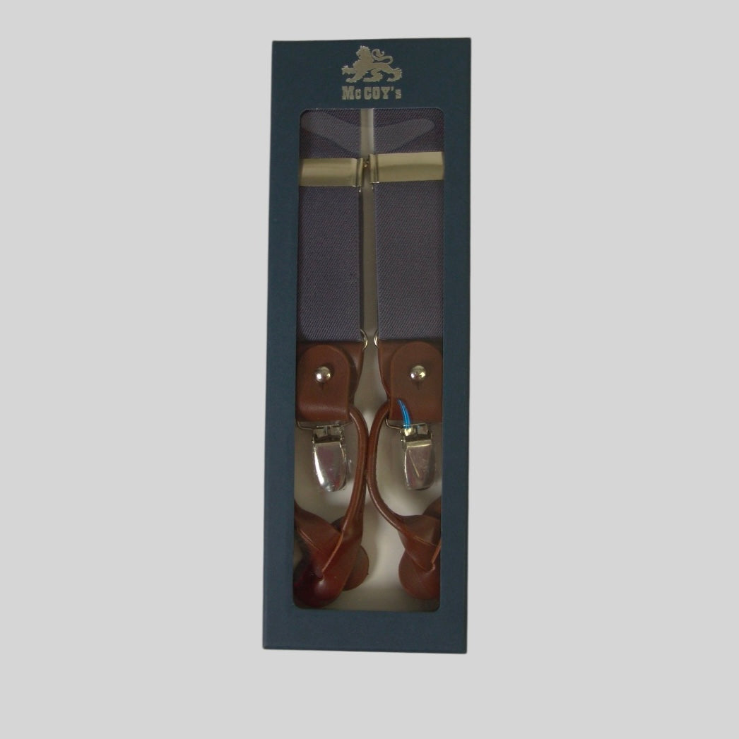 English-Style Suspenders with Clips and Button Tabs – Leather Finishes
