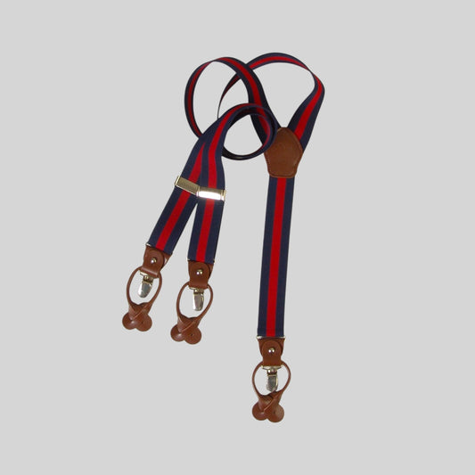 English-Style Suspenders with Clips and Button Tabs – Leather Finishes