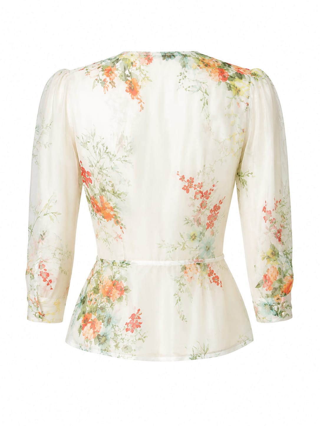 THREE-QUARTER SLEEVE SILK SHIRT