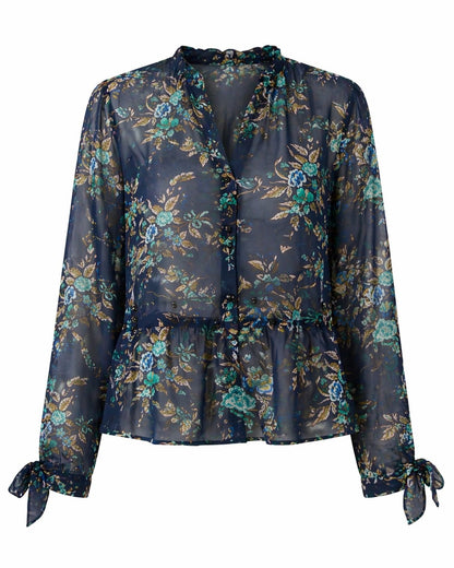 THREE-QUARTER SLEEVE SILK SHIRT