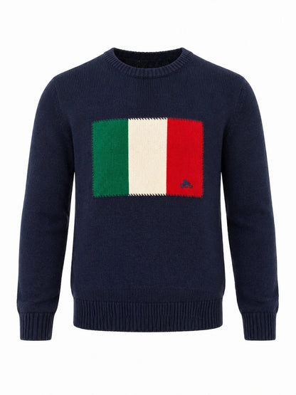 CREW NECK ITALY FLAG SWEATER