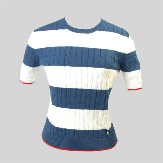 Women Short Sleeve   cable cotton knitwear