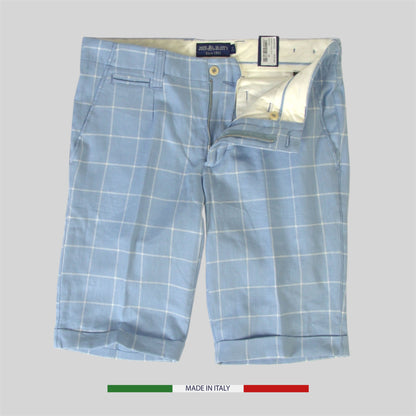 Men's Linen Cotton Check pattern Bermuda
