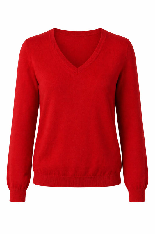 Maglia scollo a V in  lana merinos