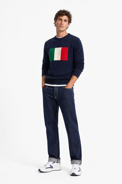 CREW NECK ITALY FLAG SWEATER
