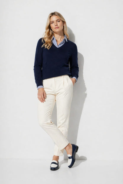 Maglia scollo a V in merinos