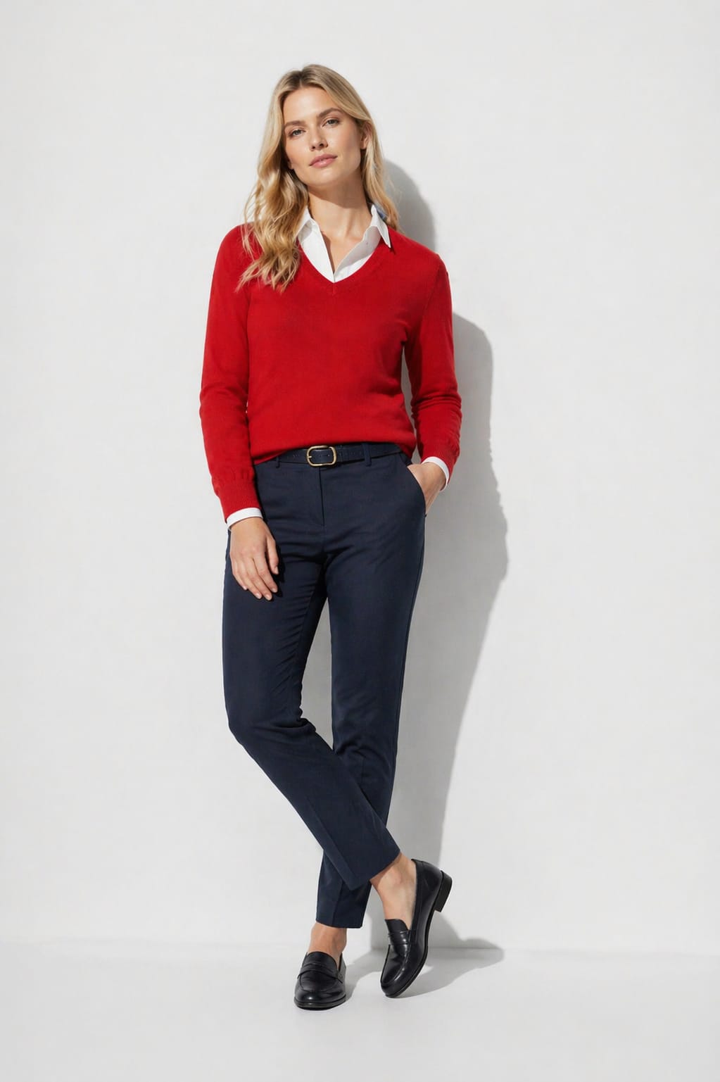 Maglia scollo a V in  lana merinos