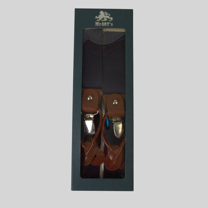English-Style Suspenders with Clips and Button Tabs – Leather Finishes