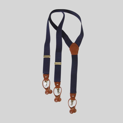 English-Style Suspenders with Clips and Button Tabs – Leather Finishes