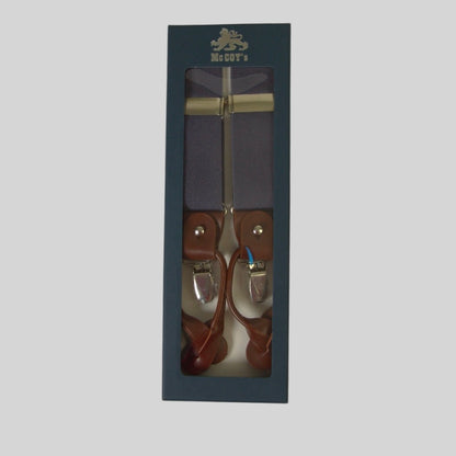 English-Style Suspenders with Clips and Button Tabs – Leather Finishes