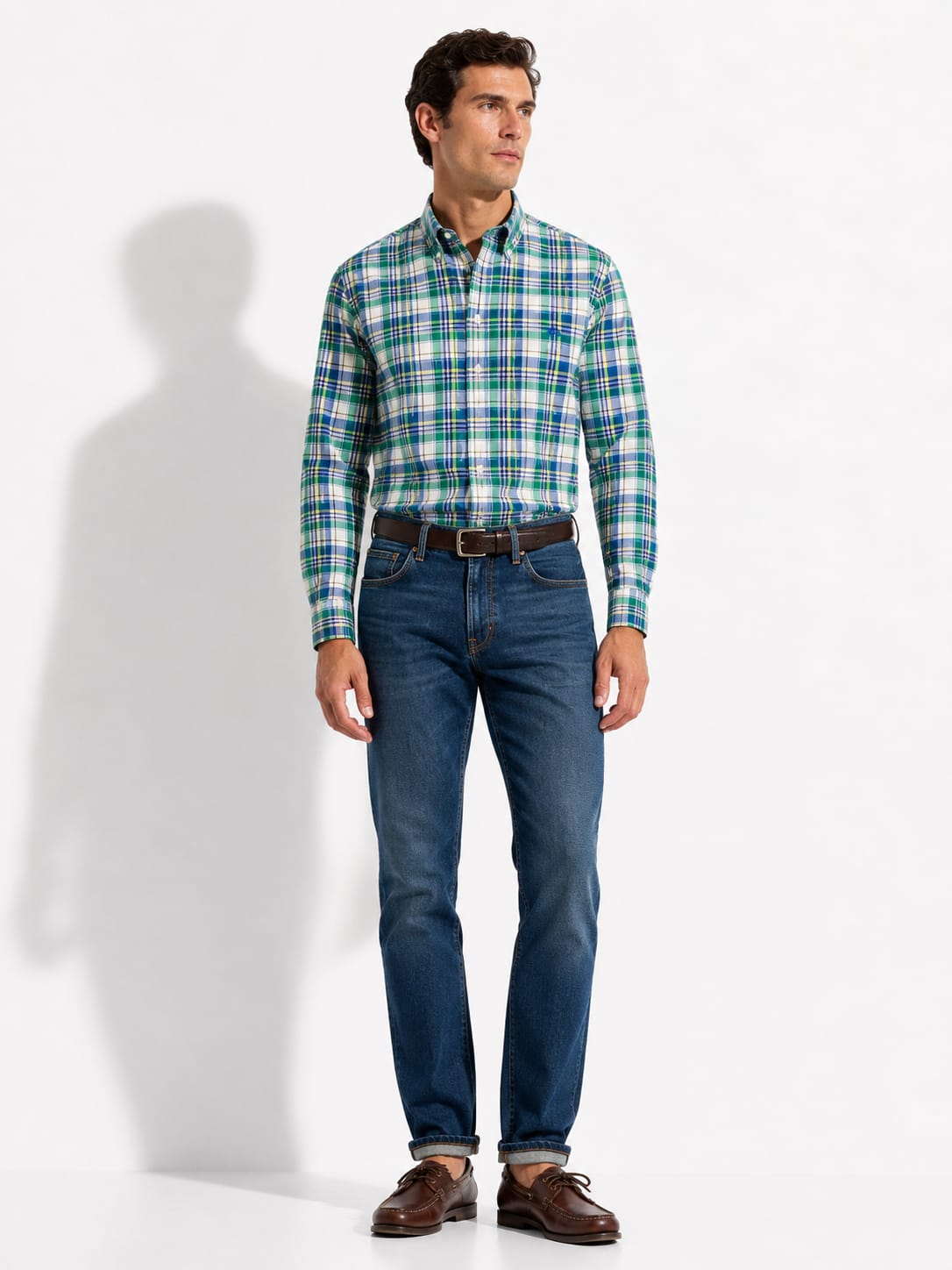 MEN'S TARTAN BUTTON-DOWN BIG SHIRT