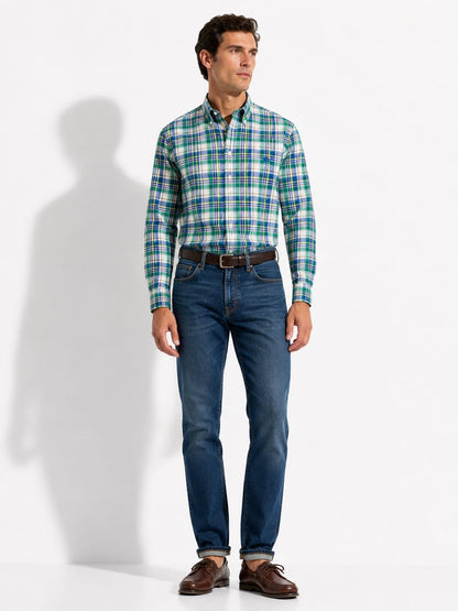 MEN'S TARTAN BUTTON-DOWN BIG SHIRT