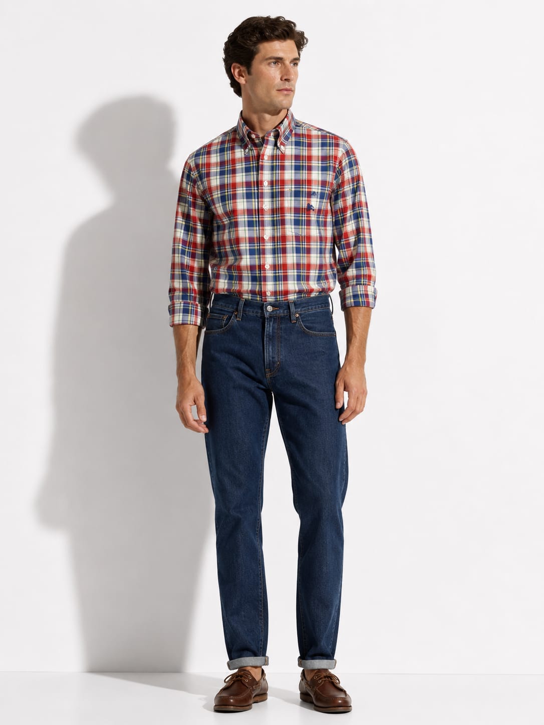 MEN'S TARTAN BUTTON-DOWN BIG SHIRT