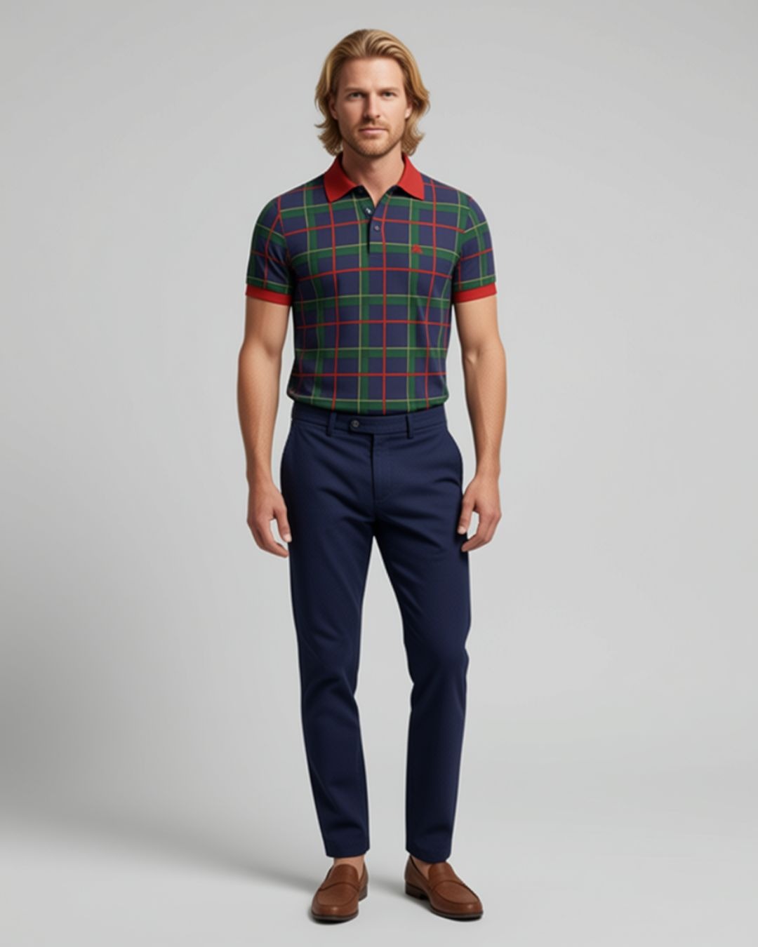 MEN TARTAN POLO PIQUET