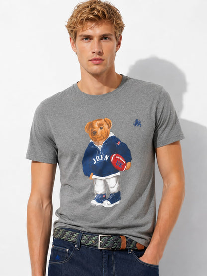 Men's "John" bear printing T-shirt