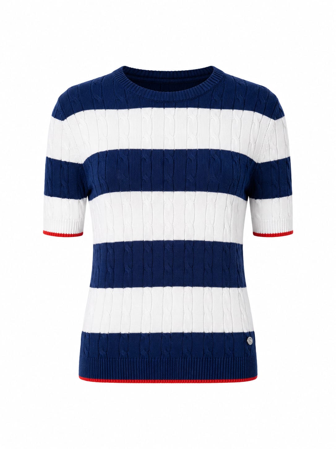 Women Short Sleeve   cable cotton knitwear