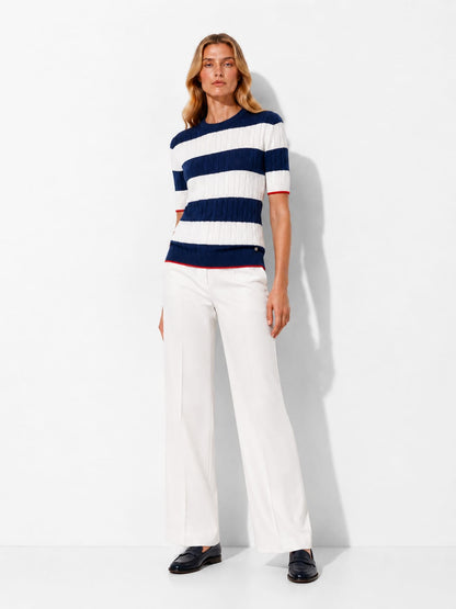 Women Short Sleeve   cable cotton knitwear