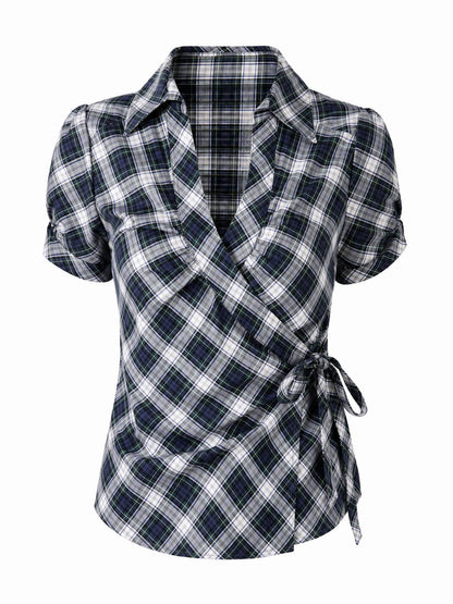 Women's crossed shirt with knot