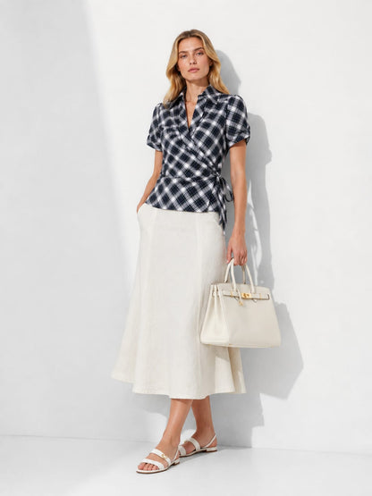 Women's crossed shirt with knot